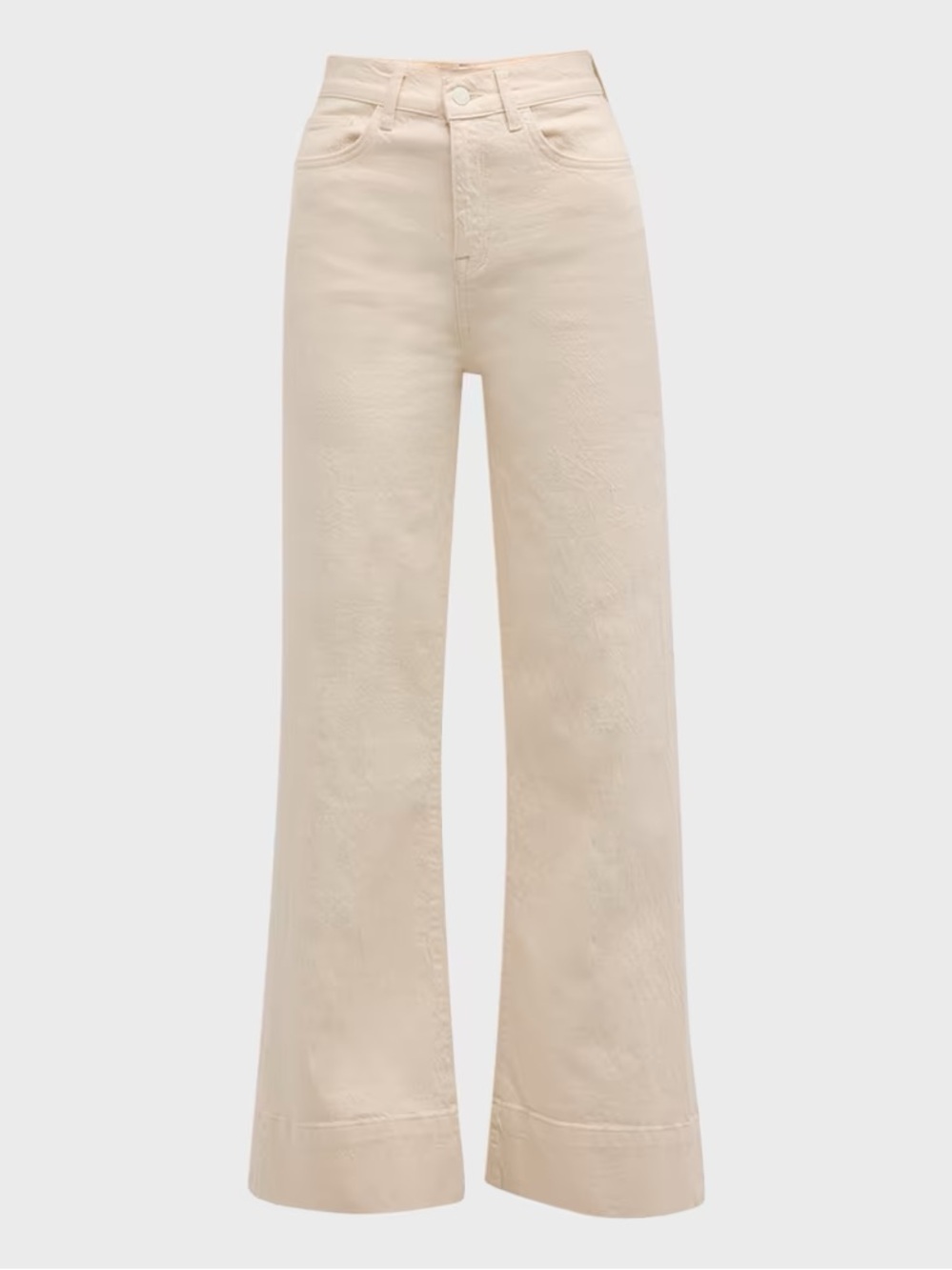 TRIARCHY | Ms Onassis V-High Rise Wide Leg Organic Cotton Jeans Ivory Off White